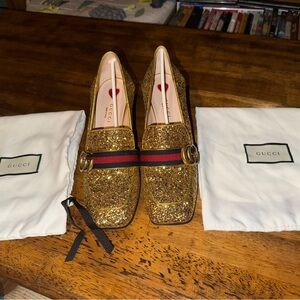 Gucci Gold Glitter Women's Loafers